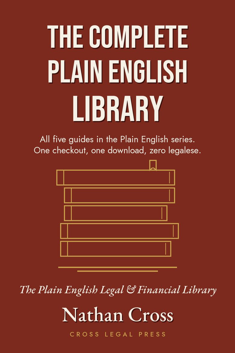 Front cover of the The Complete Library — the complete set of Cross Legal Press plain-English guides